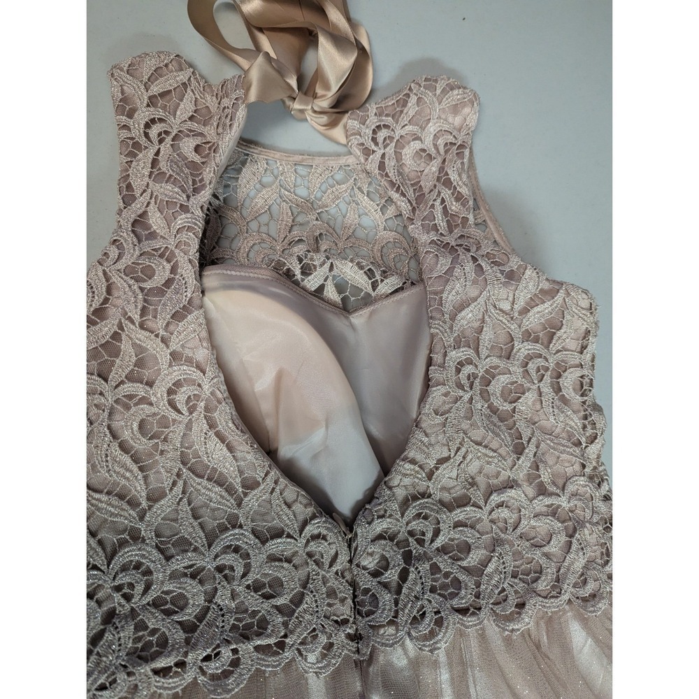 Morgan & Co Formal Gown Dress 5/6 Pink Gold Lace Tulle Satin Maxi Prom Evening - Picture 4 of 16